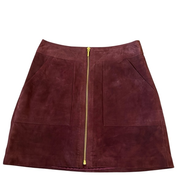 Trina Turk Leather/Suede Mini Harvest Skirt Size 00 - Picture 2 of 11